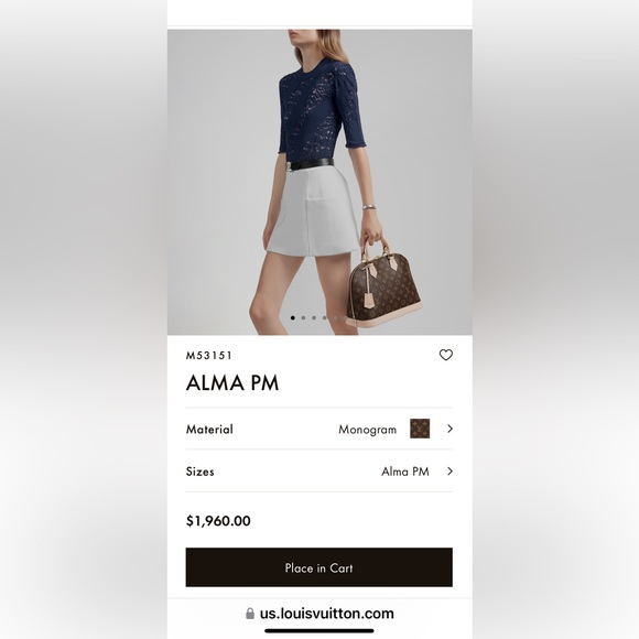 LOUIS VUITTON MONOGRAM ALMA PM SATCHEL BAG - Picture 10 of 11